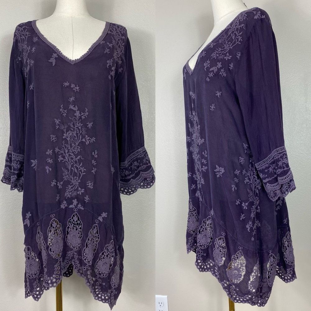 Johnny Was Deep Purple Floral Tunic